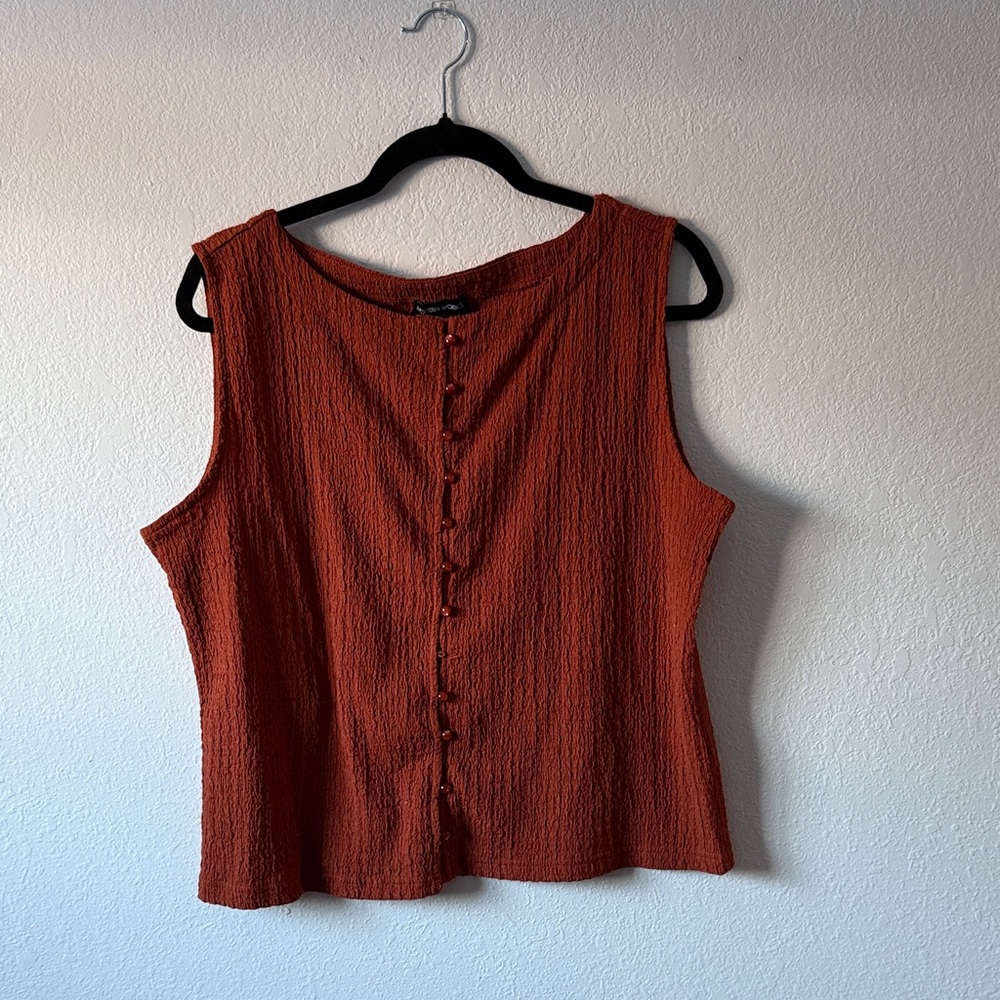 Elegant Terracotta Sleeveless Blouse